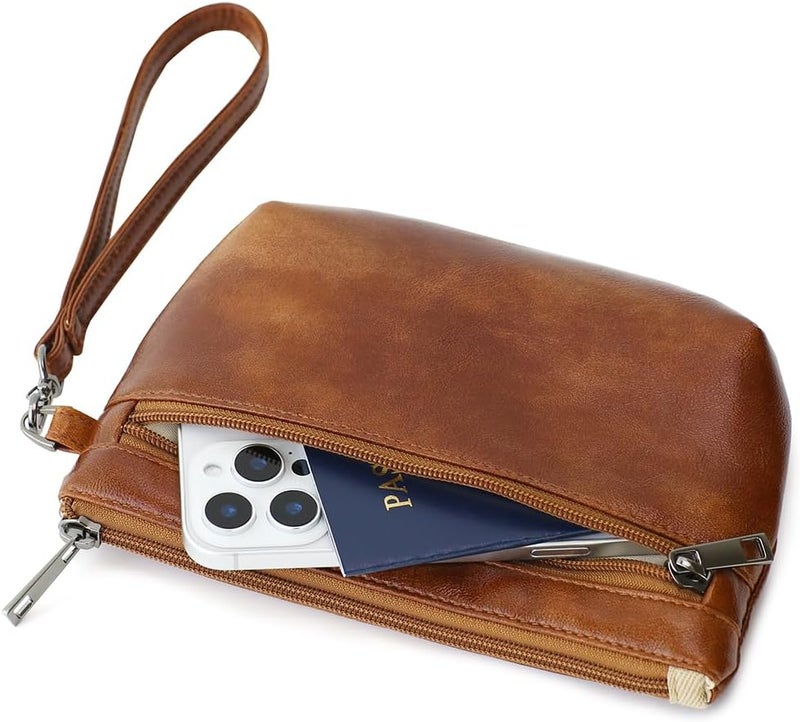 BBORGDC Small Wristlet Wallets for Women, Zip Clutch Bag with Wristlet Pouch, 3-Zipper Original Design - Image 5
